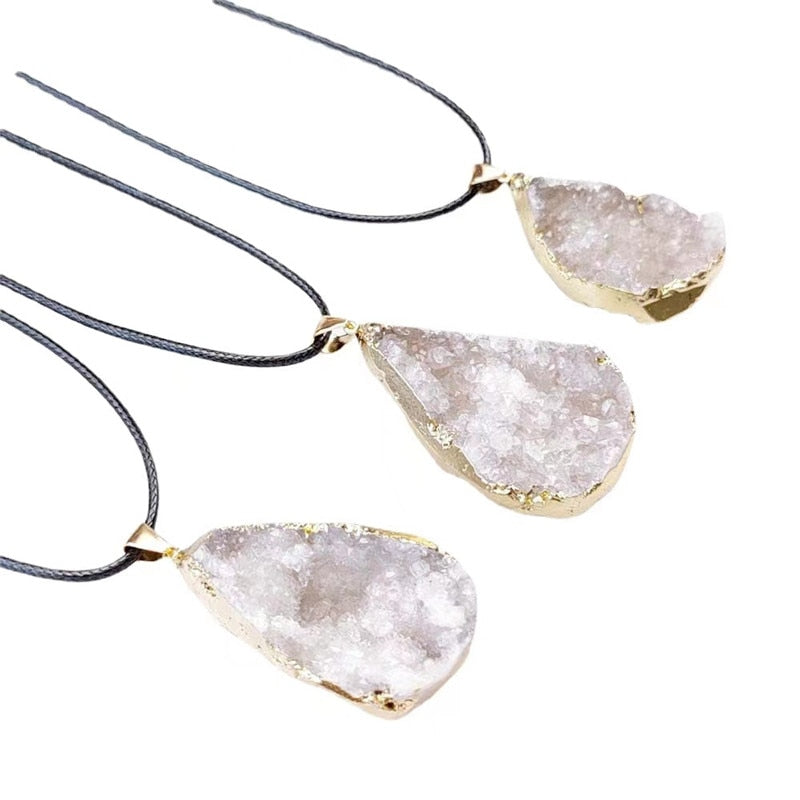 Agate Druzy Quartz Pendent