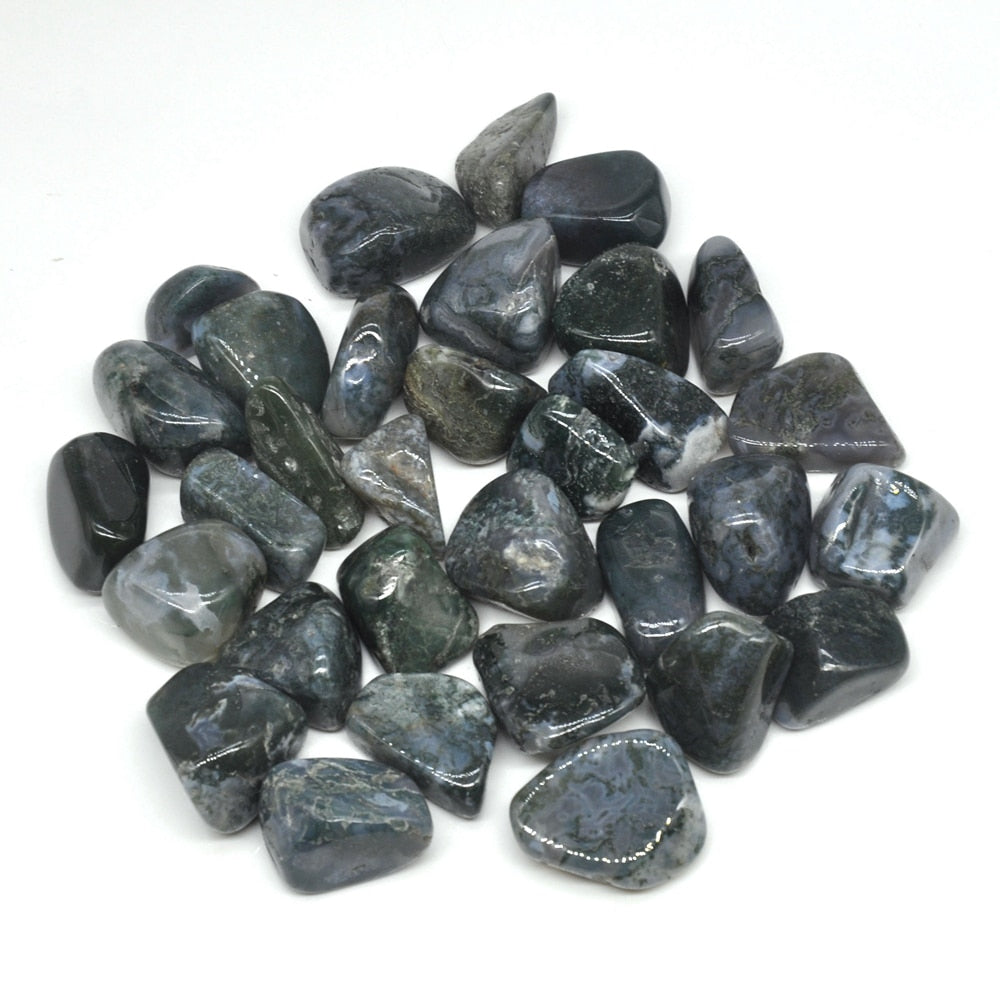 Moss Agate Tumbles 100g