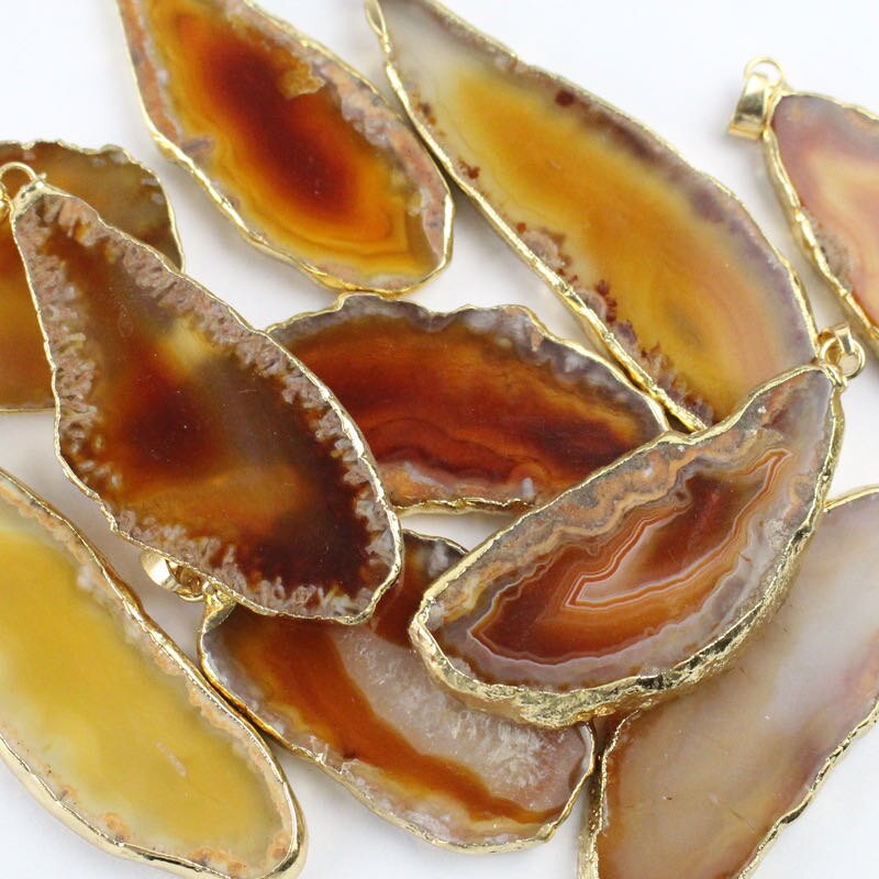 Random Colored Agate Slab Pendent