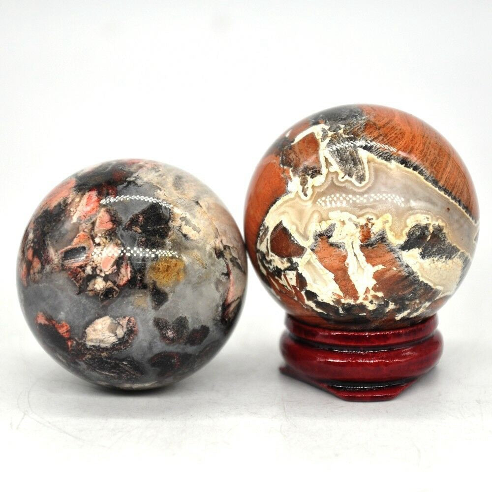 Red Silver Leaf Jasper Sphere