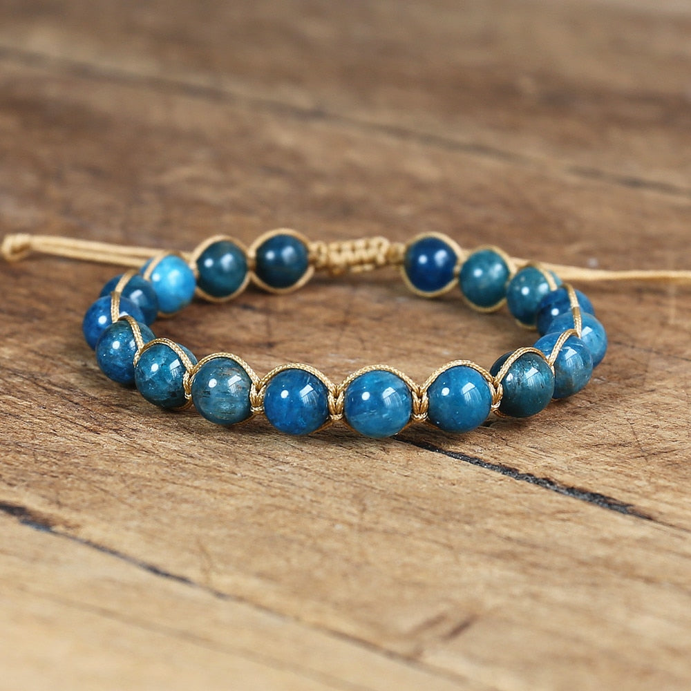 Hand Woven Blue Apatite Bracelet