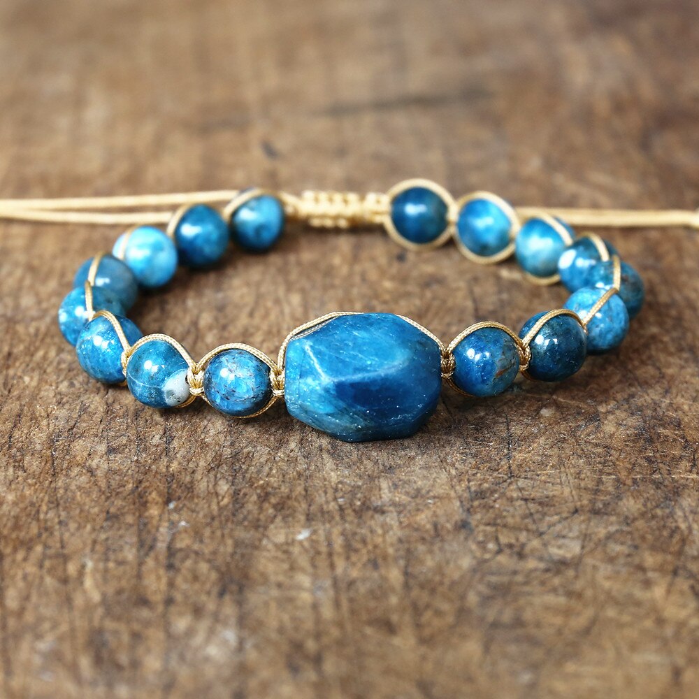 Hand Woven Blue Apatite Facet Bracelet