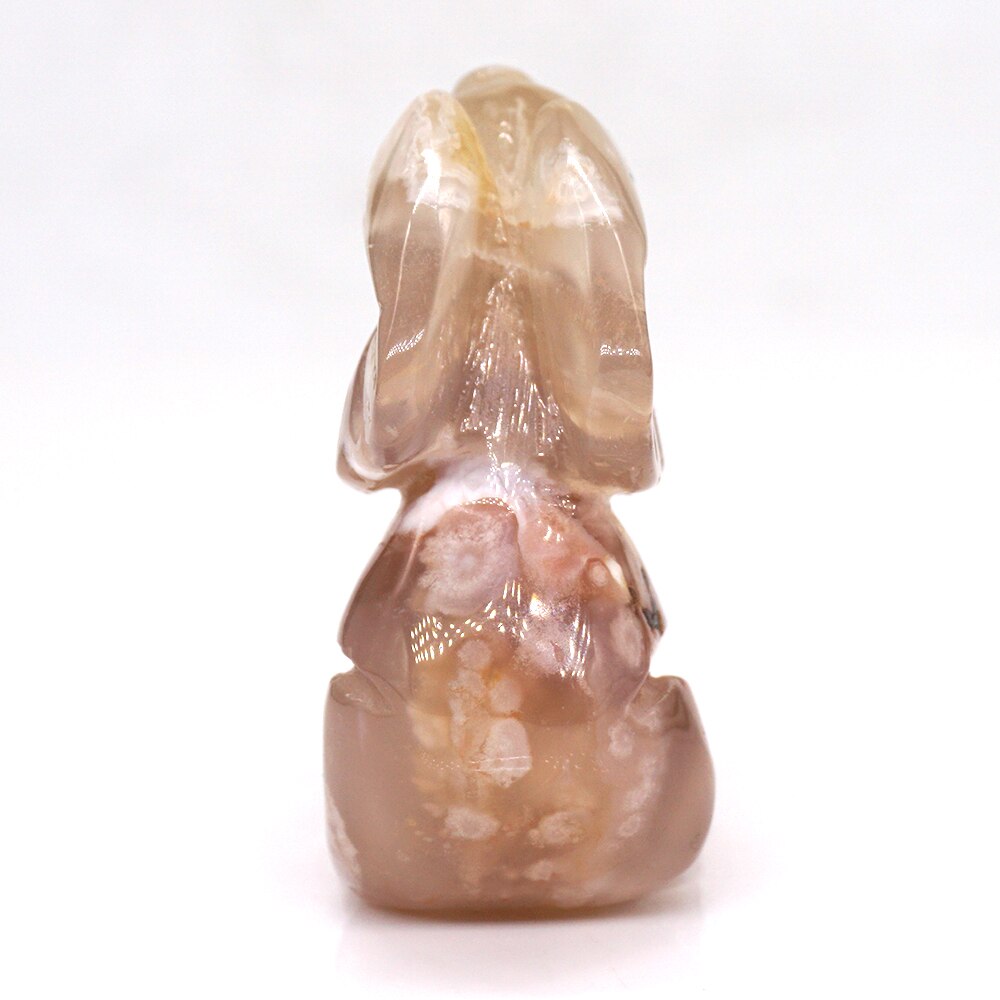 Hand Carved Flower Agate Zen Elephant