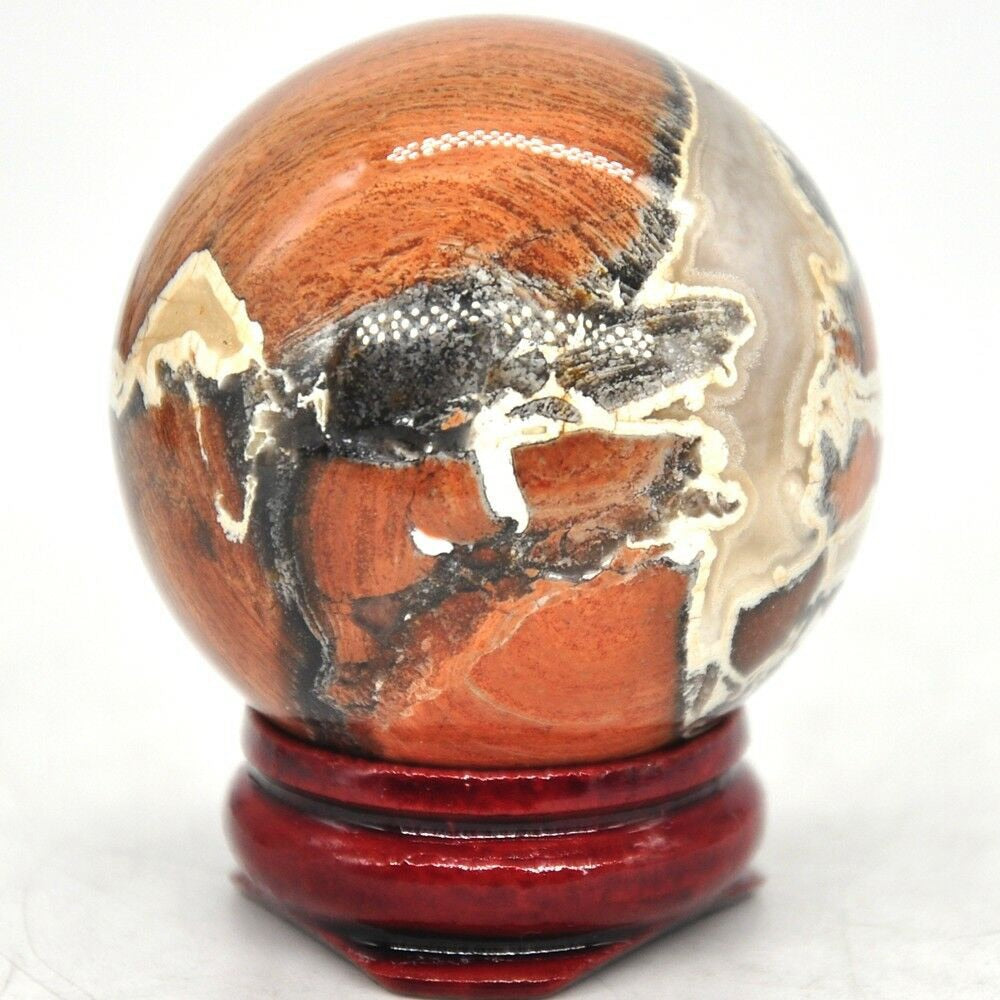 Red Silver Leaf Jasper Sphere