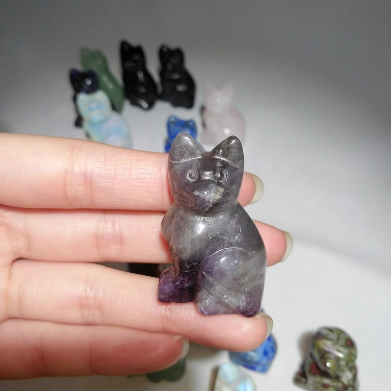 Hand Carved Crystal Kitty Cat