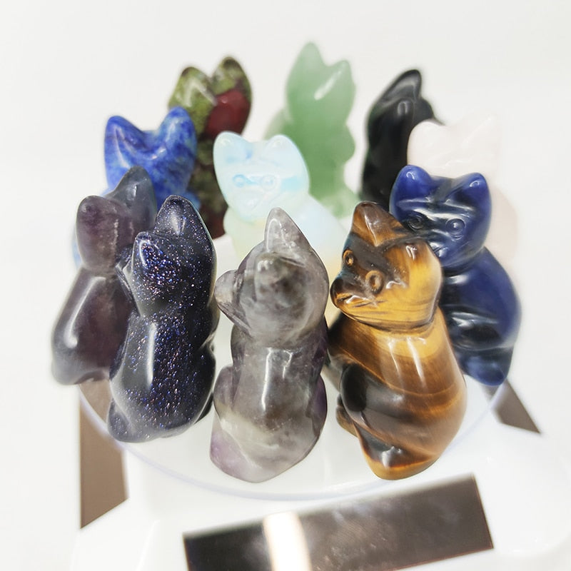 Hand Carved Crystal Kitty Cat