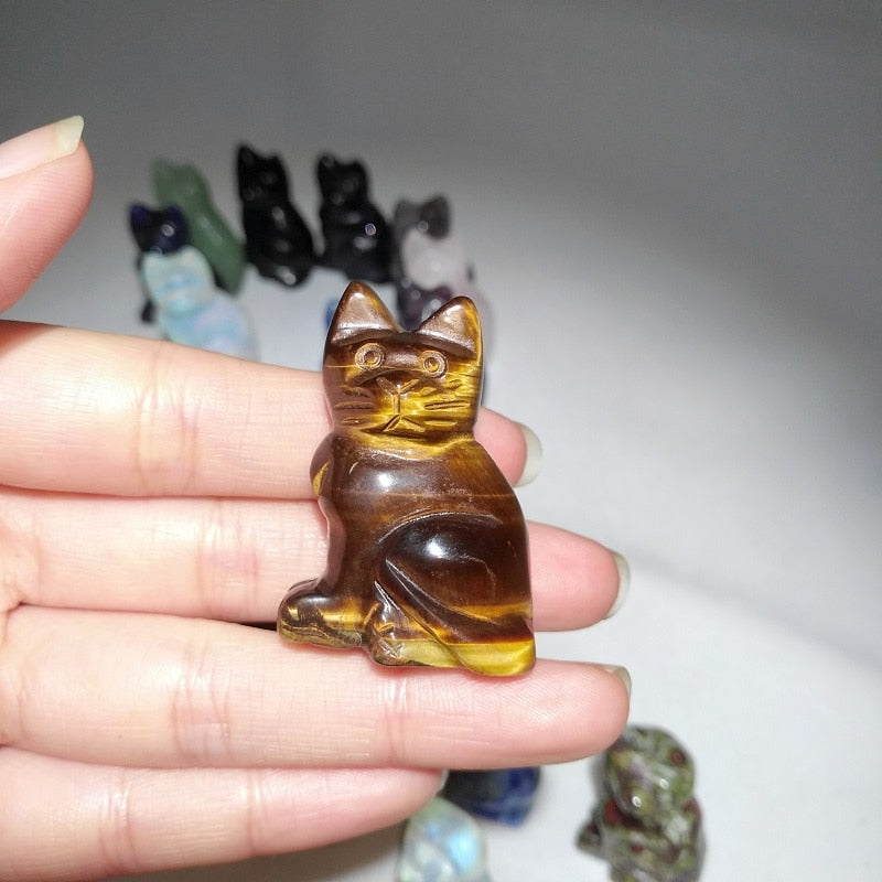 Hand Carved Crystal Kitty Cat