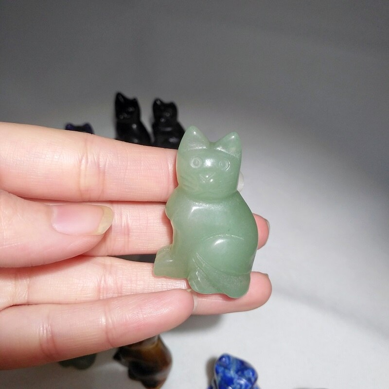 Hand Carved Crystal Kitty Cat