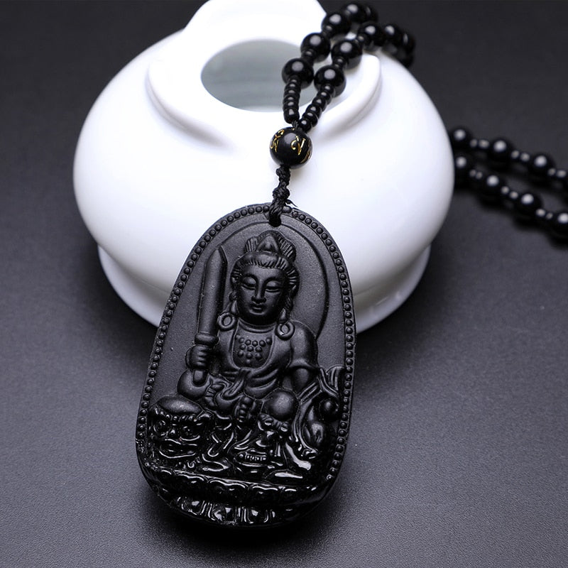 Hand Carved Obsidian Buddah Pendents