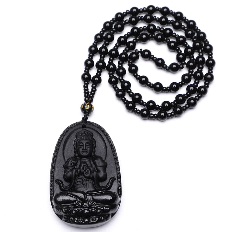 Hand Carved Obsidian Buddah Pendents