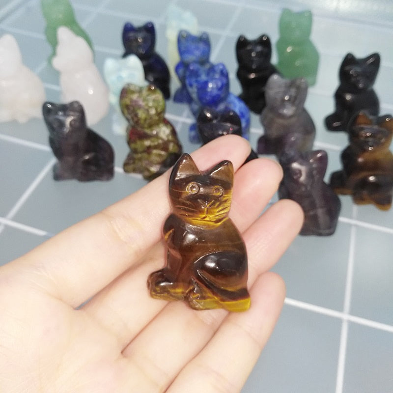 Hand Carved Crystal Kitty Cat