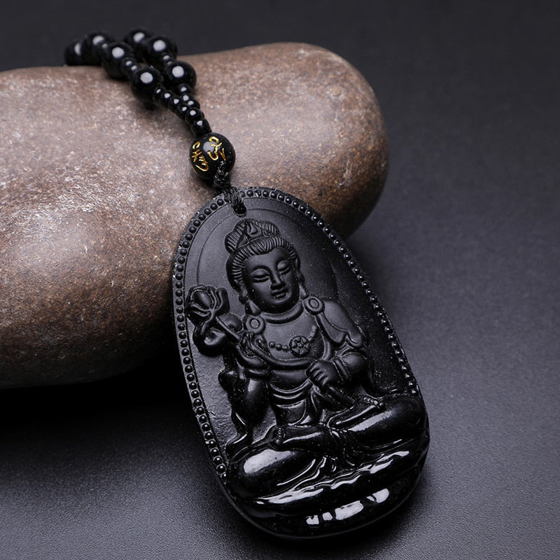 Hand Carved Obsidian Buddah Pendents