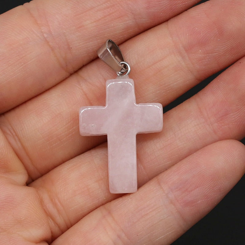 Hand Carved Crystal Cross Pendents