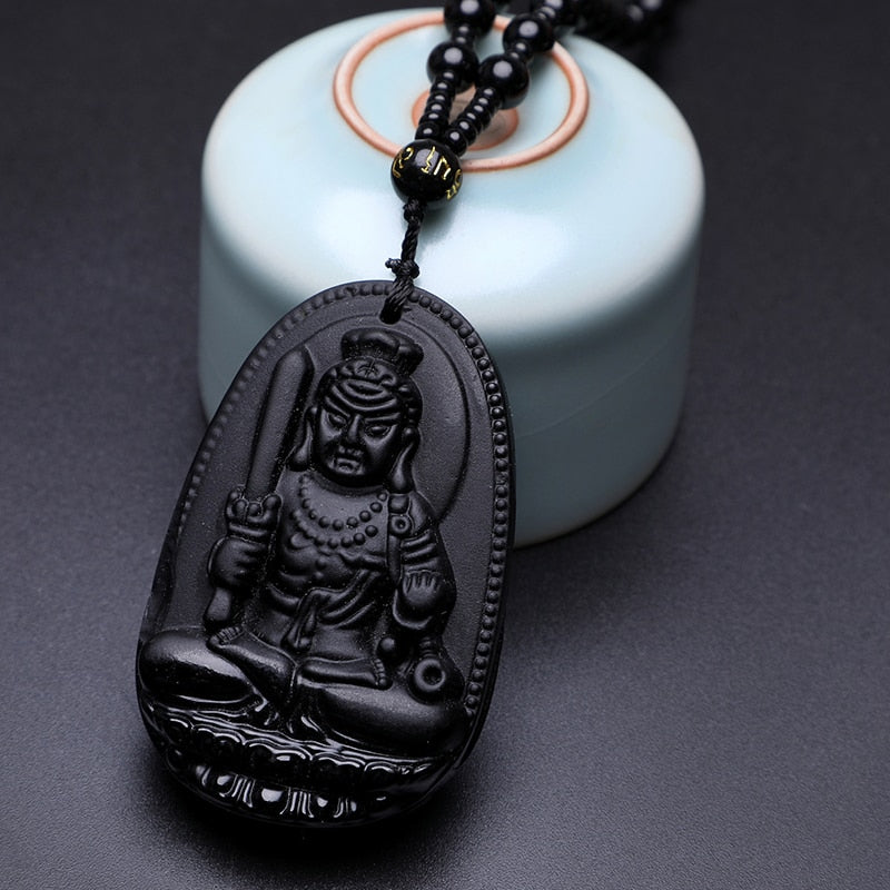 Hand Carved Obsidian Buddah Pendents