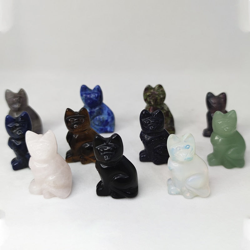 Hand Carved Crystal Kitty Cat