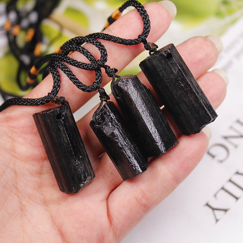 Raw Black Tourmaline Pendent