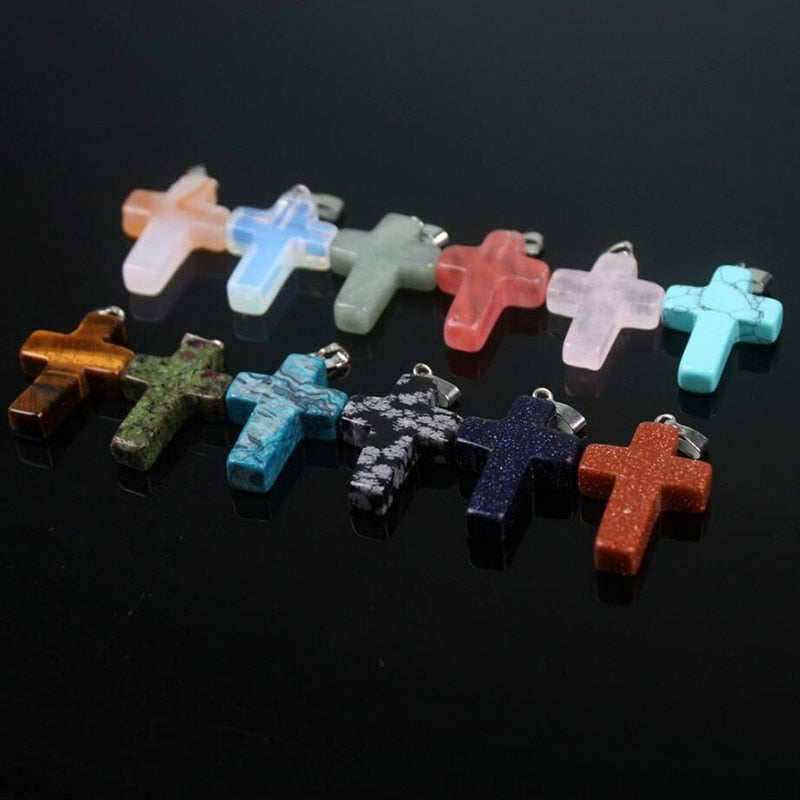 Hand Carved Crystal Cross Pendents