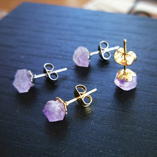 Raw Amethyst Chunk Earrings