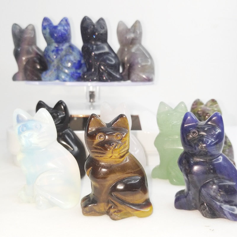 Hand Carved Crystal Kitty Cat