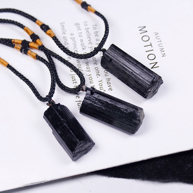 Raw Black Tourmaline Pendent