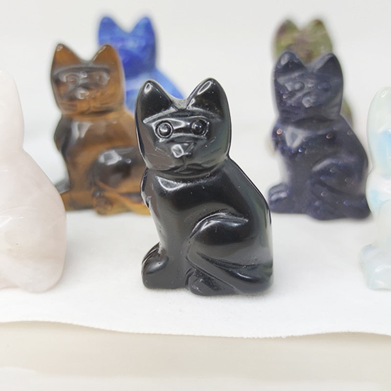 Hand Carved Crystal Kitty Cat