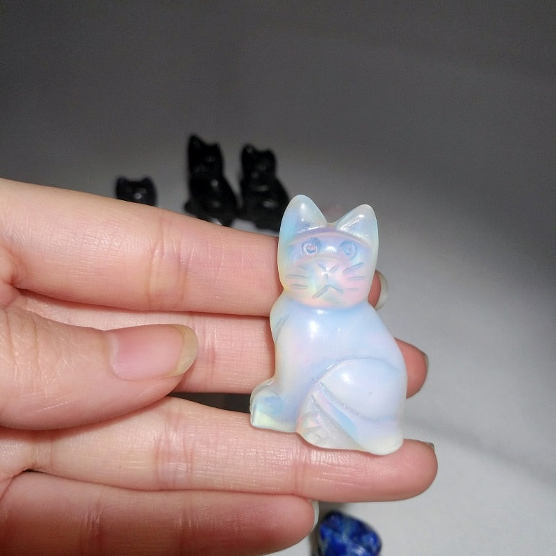 Hand Carved Crystal Kitty Cat