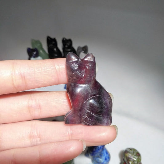 Hand Carved Crystal Kitty Cat