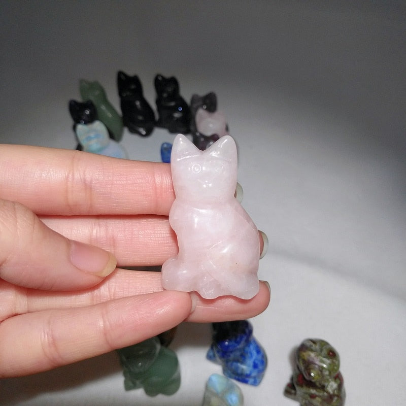 Hand Carved Crystal Kitty Cat