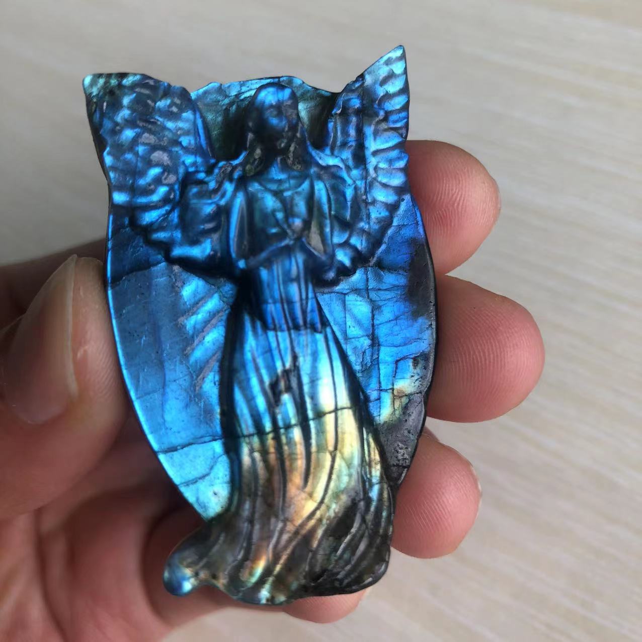 Hand Carved Labradorite Angel