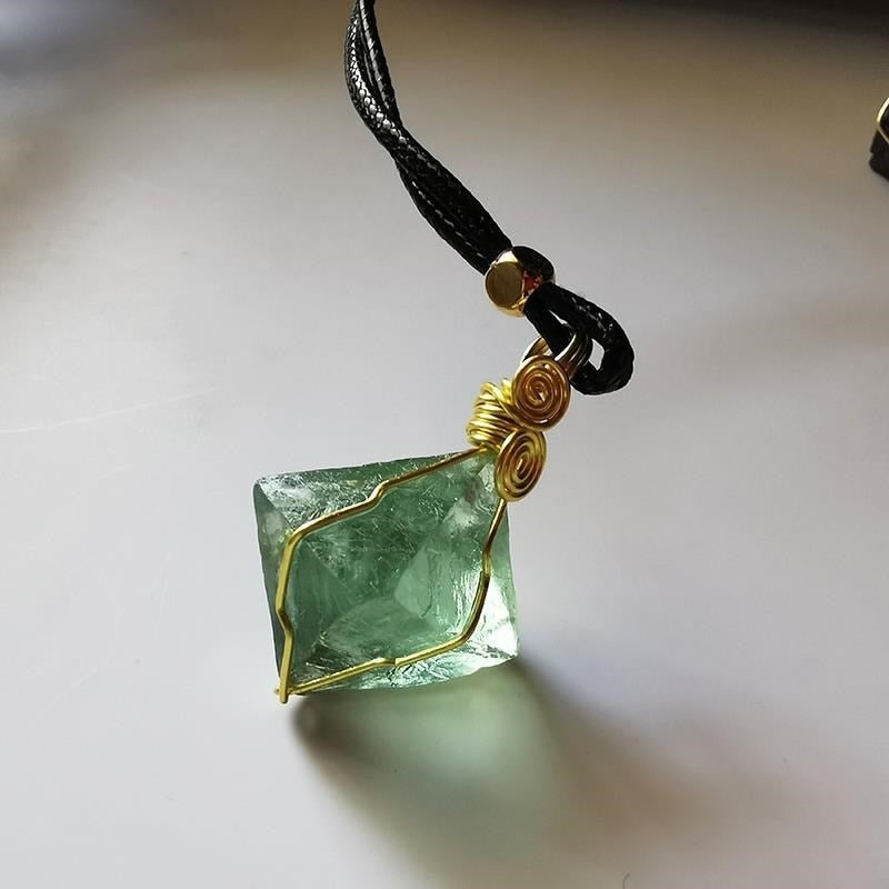 Fluorite Octahedron Wire Wrapped Pendants