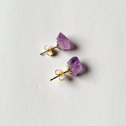 Raw Amethyst Chunk Earrings