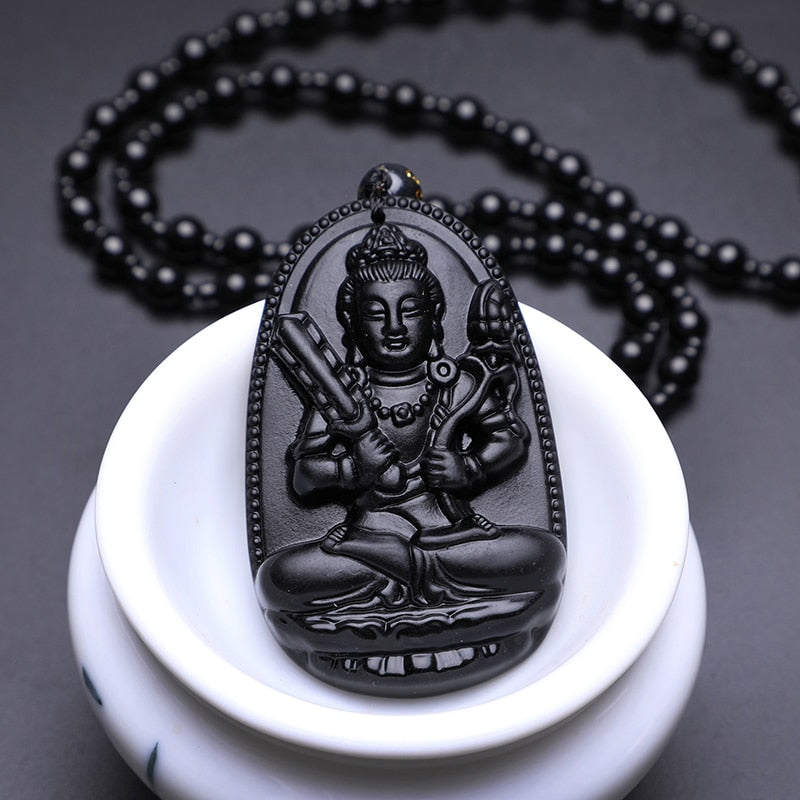 Hand Carved Obsidian Buddah Pendents