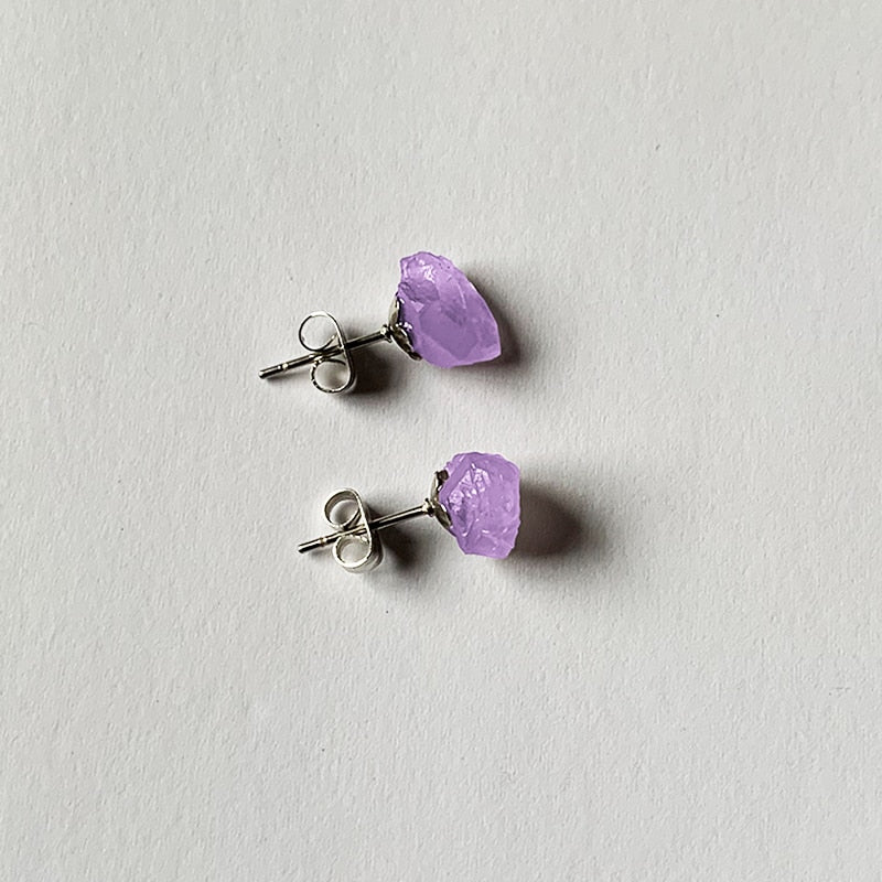 Raw Amethyst Chunk Earrings