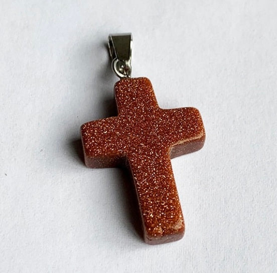 Hand Carved Crystal Cross Pendents