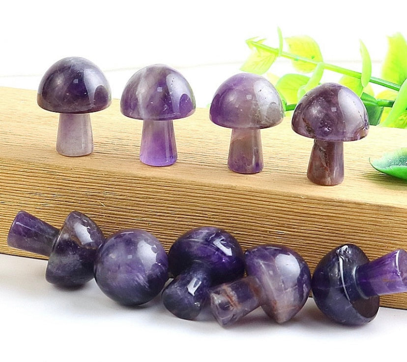 Hand Carved Crystal Mushrooms