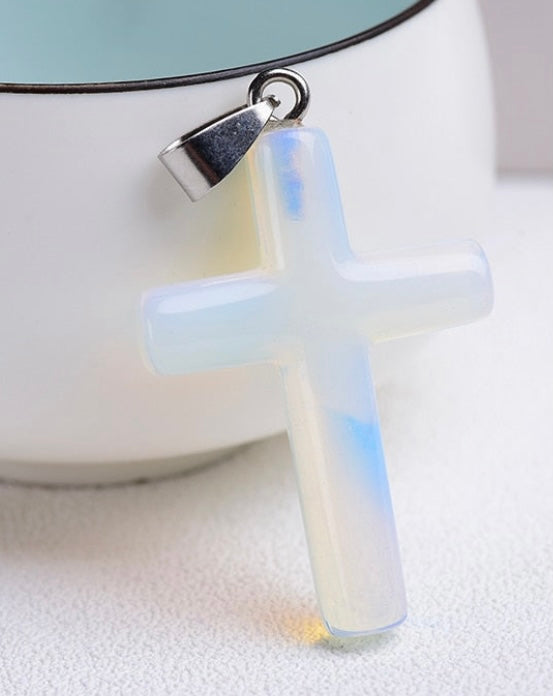 Hand Carved Crystal Cross Pendents