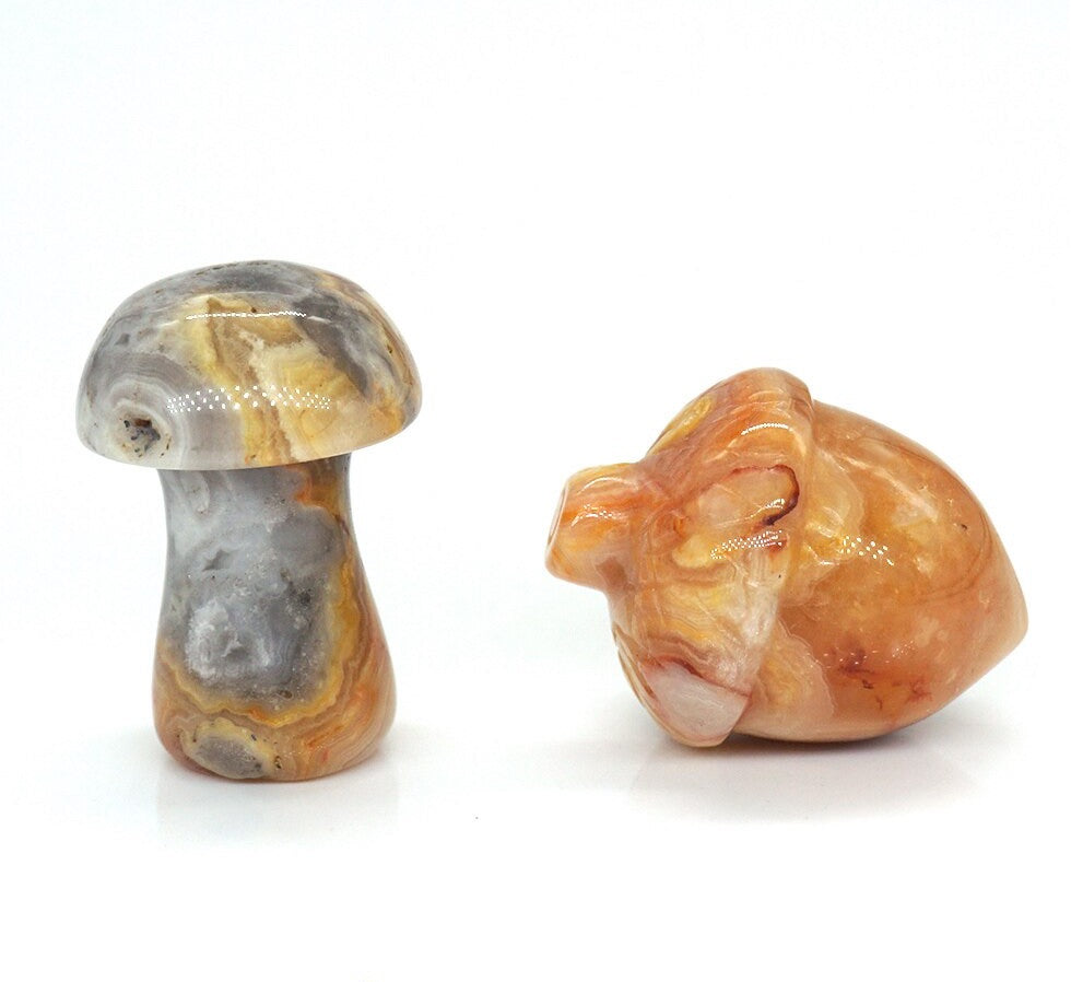 Hand Carved Mushroom & Acorn 2 Piece Pairing