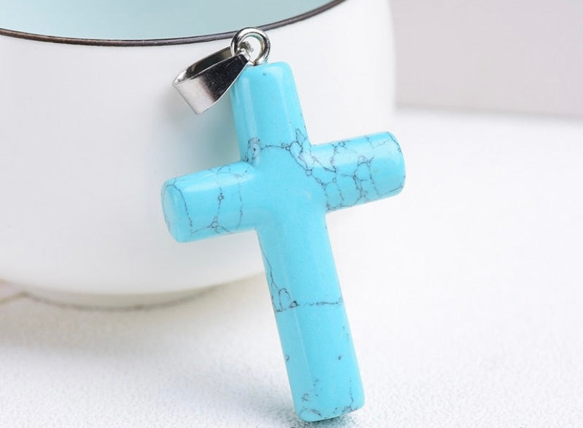 Hand Carved Crystal Cross Pendents